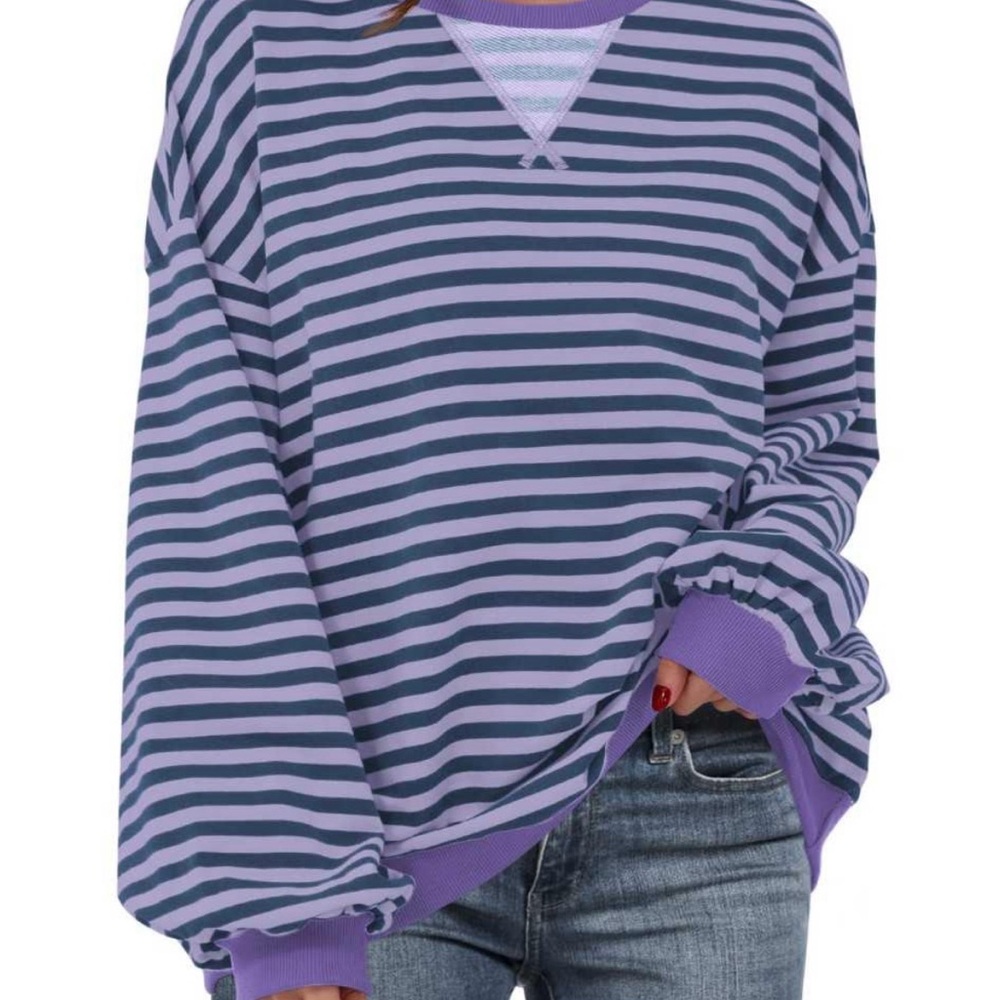 Striped Purple and Blue Women's Sweater
